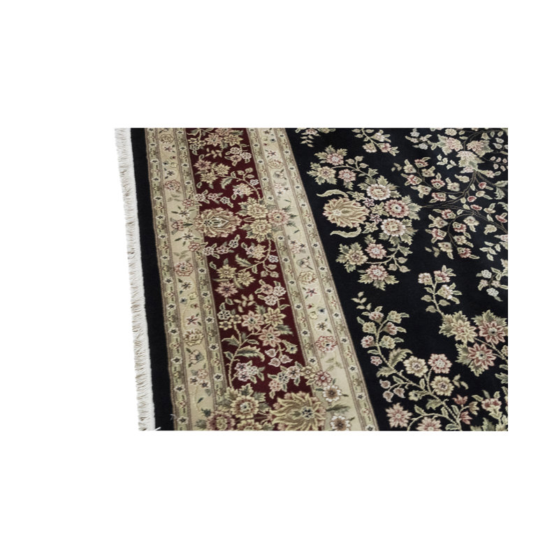 Tapis noir et rouge de haute qualité noué à la main