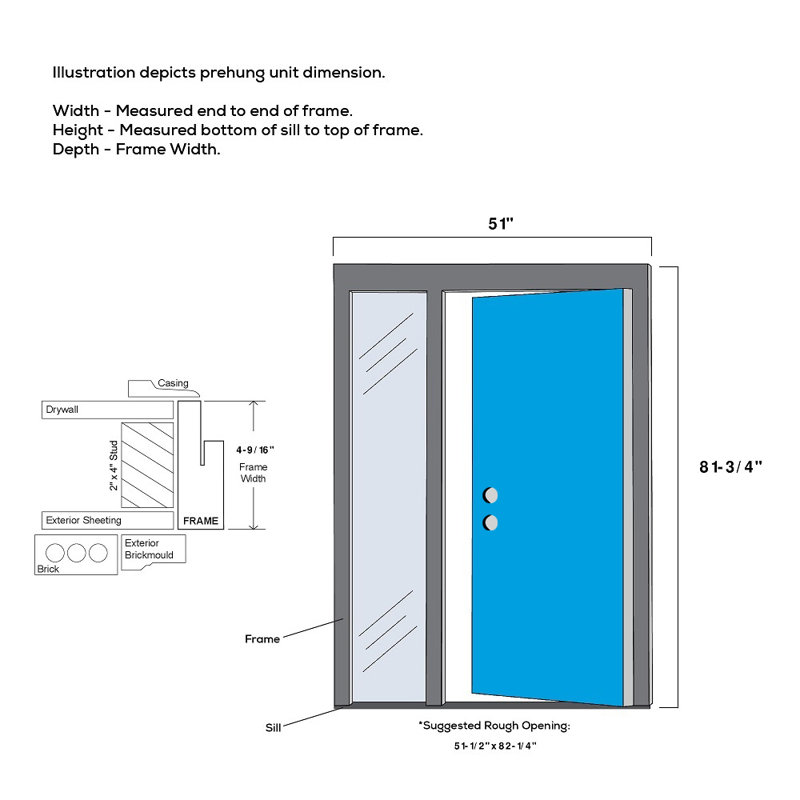 Portes d'entrée prémontées Spotlight, Main droite, H 81,75 po x l 51 po x P 6,6 po