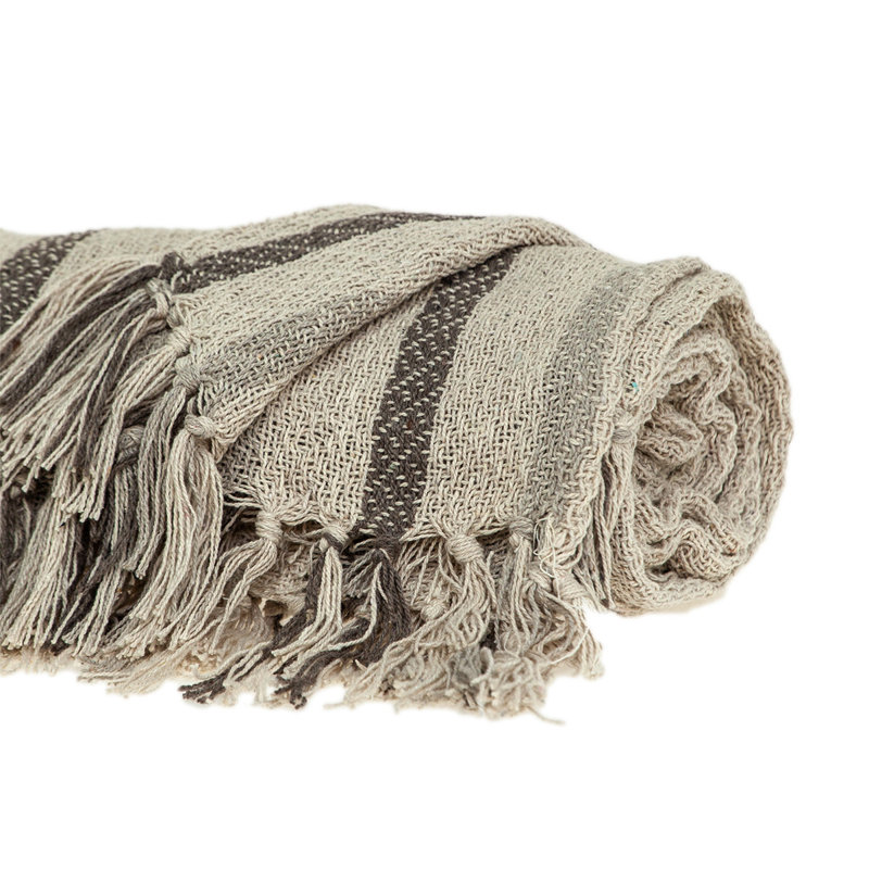  Jeté 100% coton Diamond, Beige Striped 3