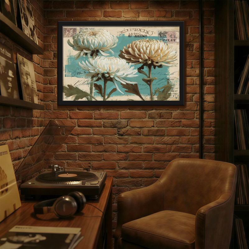 Plantes et fleurs, art floral rétro, H 24 po x l 36 po