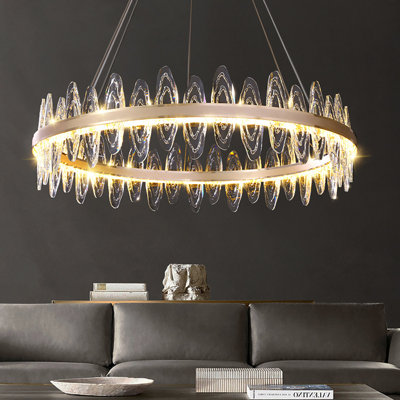 Ring Chandelier Genuine Crystal 3 LED Colours + Dimmable + Remote Control