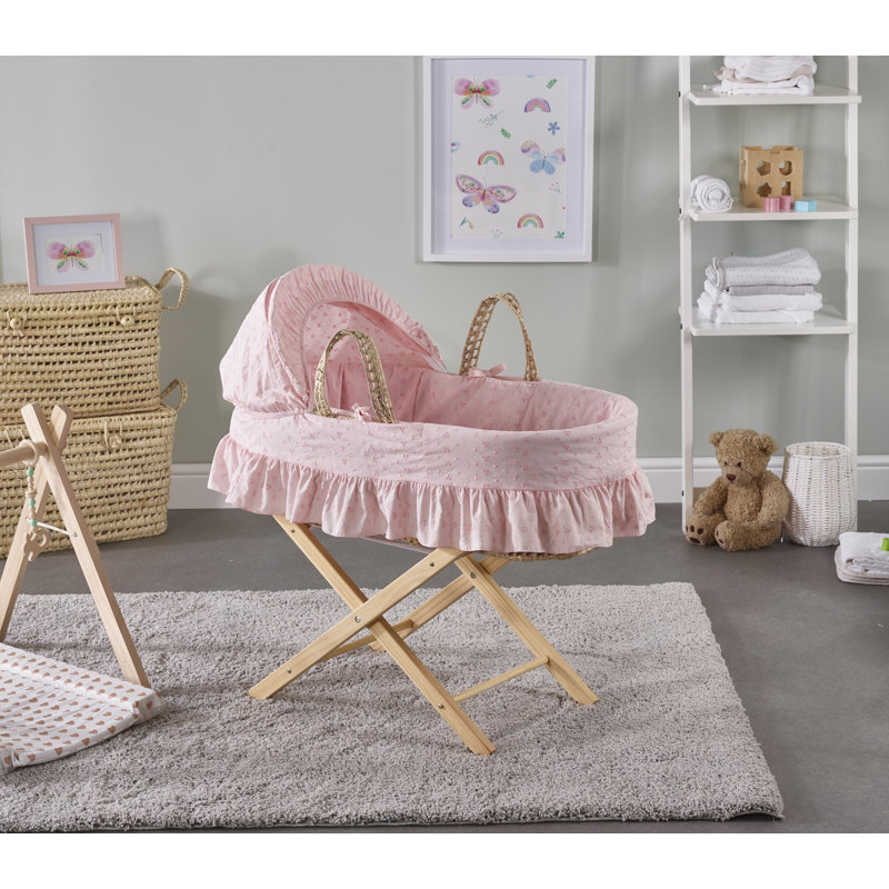 Cotton Blend Moses Basket Bedding Set, Pink