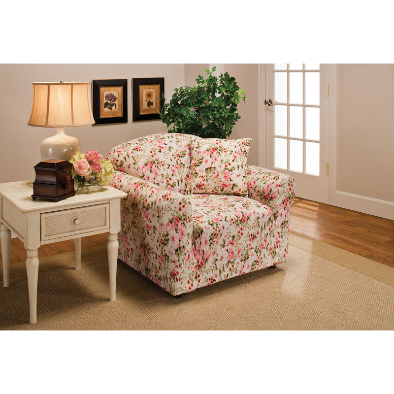 Housse pour fauteuil à coussins de boîte florence, Motif floral rose
