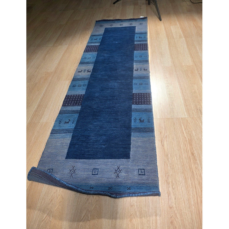 Handloomed Blue Gabbeh Tribal Wool Area Rug, 8' x 10'