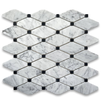 12" x 12" Marble Octagon and Dot Mosaic Wall & Floor Tile