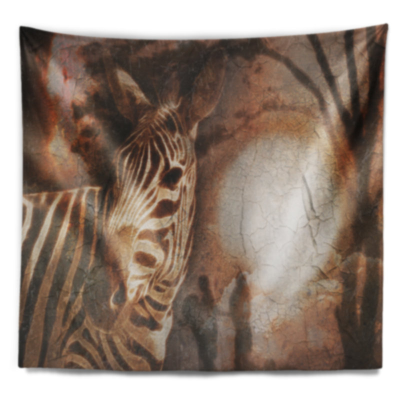 Tapisserie zébrée africaine de style rétro, H 50 po x l 60 po
