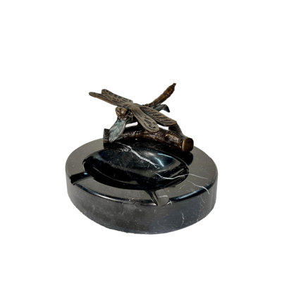 Plateau bronze et marbre libellule