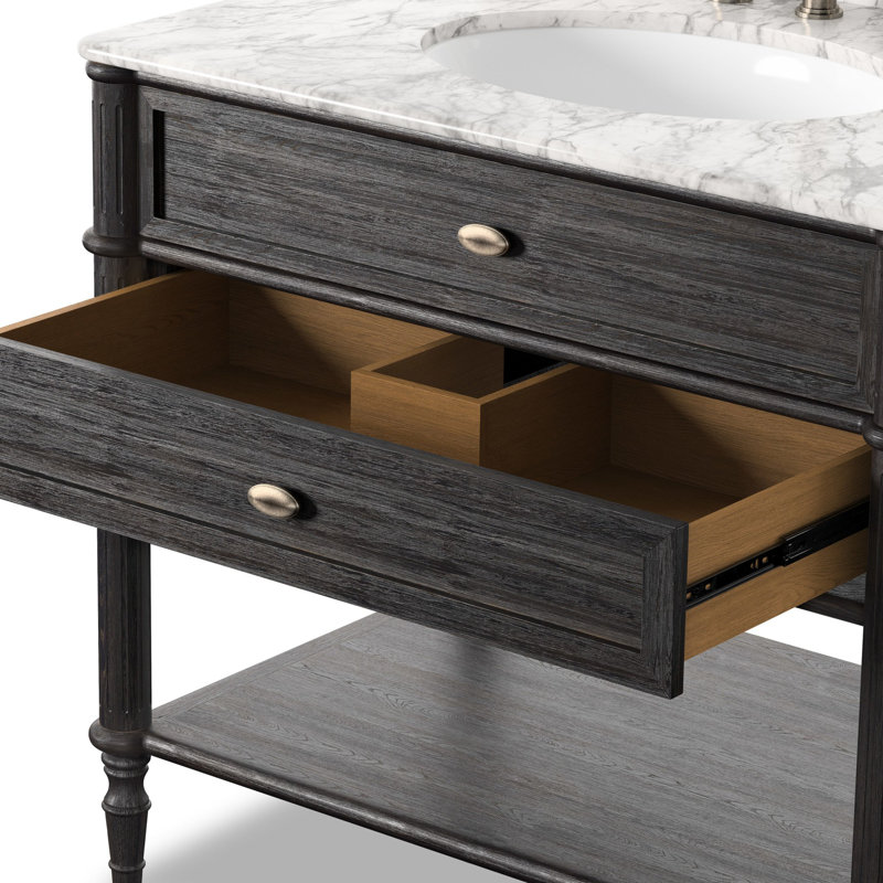 Toulouse Single Vanity-Satin Black Veneer, Satin Black Veneer
