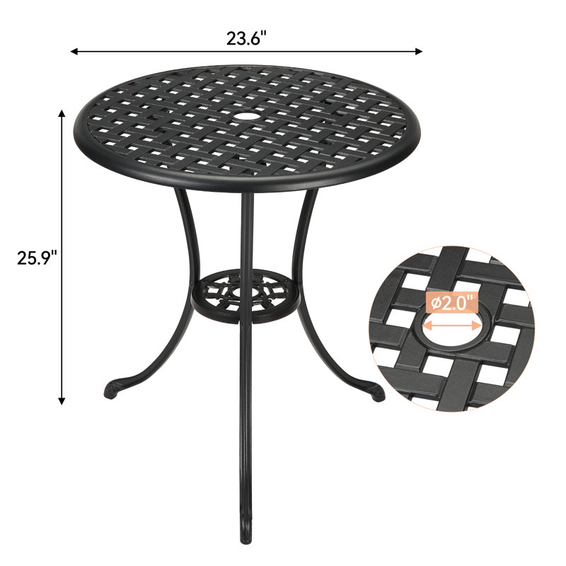 Table basse d'extérieur 24 po 24 po, Noir, noir, noir, noir