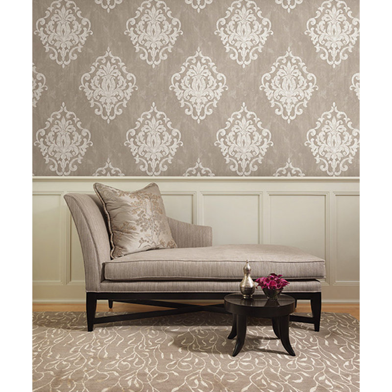 Rouleau de papier peint orné 33 pi x 20,5 po Cherryford, Gris