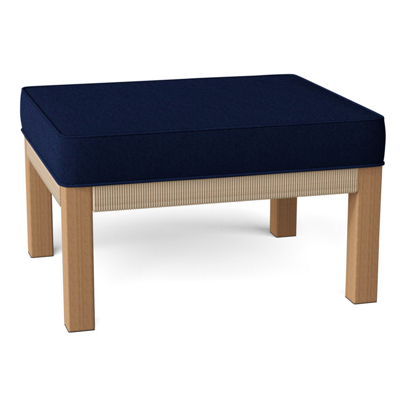 Hudson Rectangle Outdoor Sunbrella® Ottoman Patio Ottoman, Royal Navy, Hudson Natural Cord