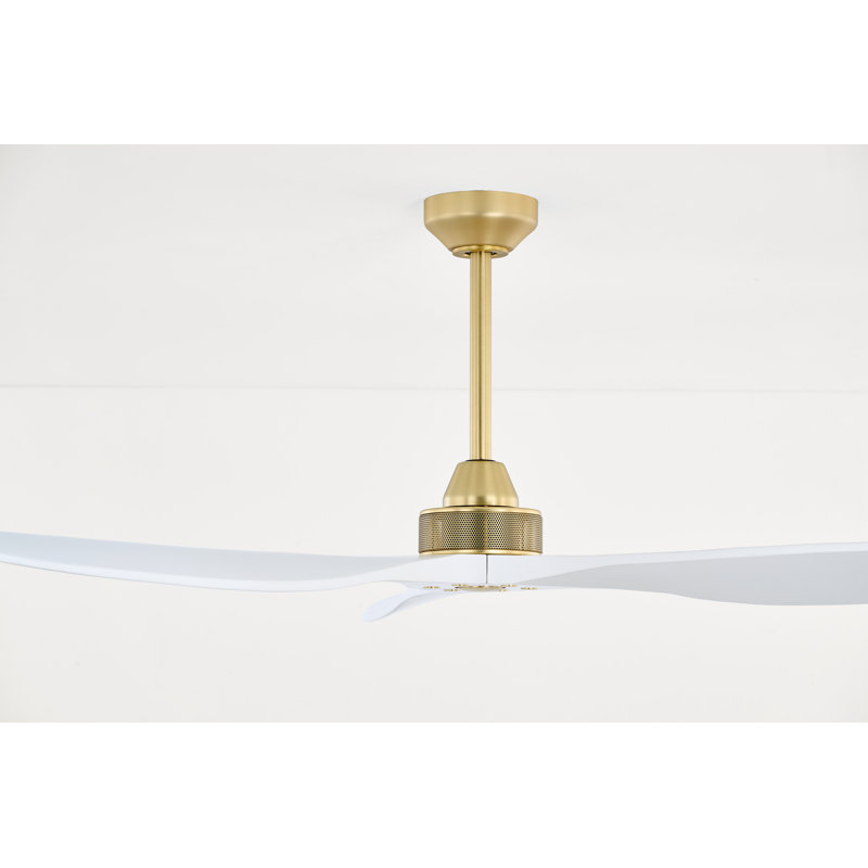 Hexanova Smart Ceiling Fan, 52", Brushed Brass with White Blades