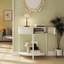 Console demi-lune artisanale avec motif blanc-558830714