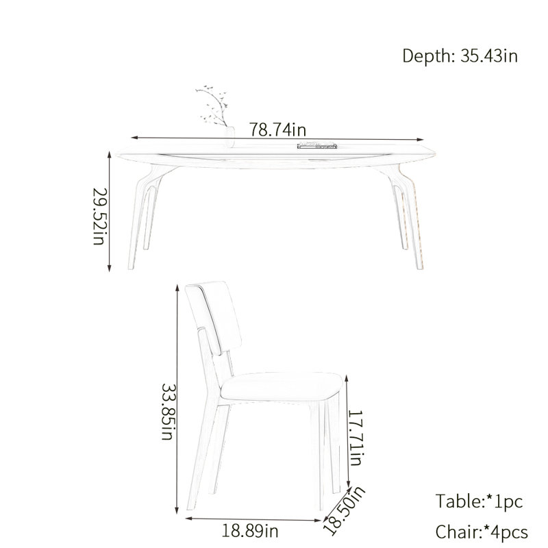 Ensemble de table de salle à manger durable, H 29,52 po x L 78,74 po x l 35,43 po