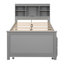 Lit plateforme simple avec tête de lit avec rangement, USB, cadre de lit en bois avec lit gigogne simple et 3 tiroirs, pour enfants, adolescents, garçons, sans sommier, facile à assembler, gris-1950388053-1950388050