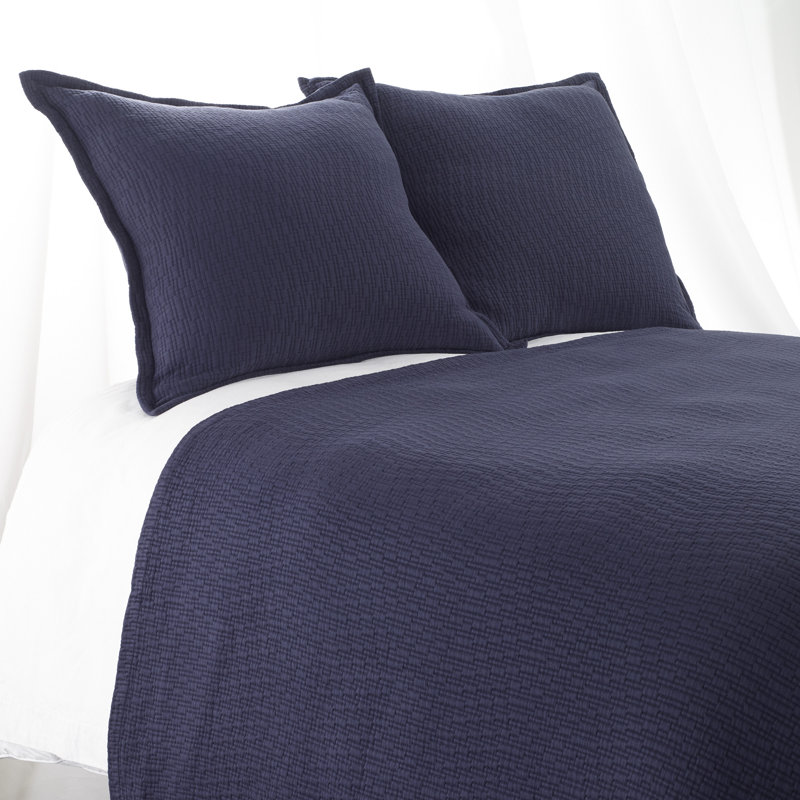 Bali Modern & Contemporary Cotton Coverlet, Navy, Twin