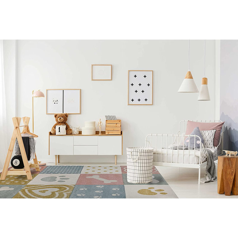 Tapis pour chambre d'enfant Mignon chiot animal Love Modern Decor, Rectangle 5 pi 3 po x 7 pi 3 po