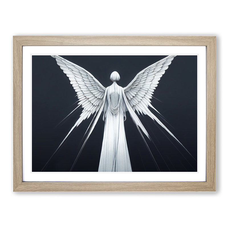 Stunning Angel - Single Picture Frame Print, 34cm H x 46cm W x 2cm D, Oak