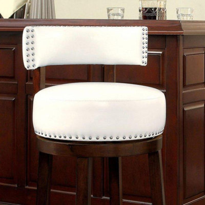 Virelai 30″ Bar Stools – Set Of 2, White Leatherette Upholstered Counter/bar Seating