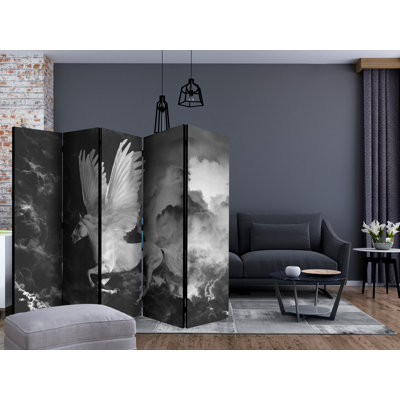 Haygazun 225 cm W x 172 cm H 5 - Panel Solid Wood Folding Room Divider