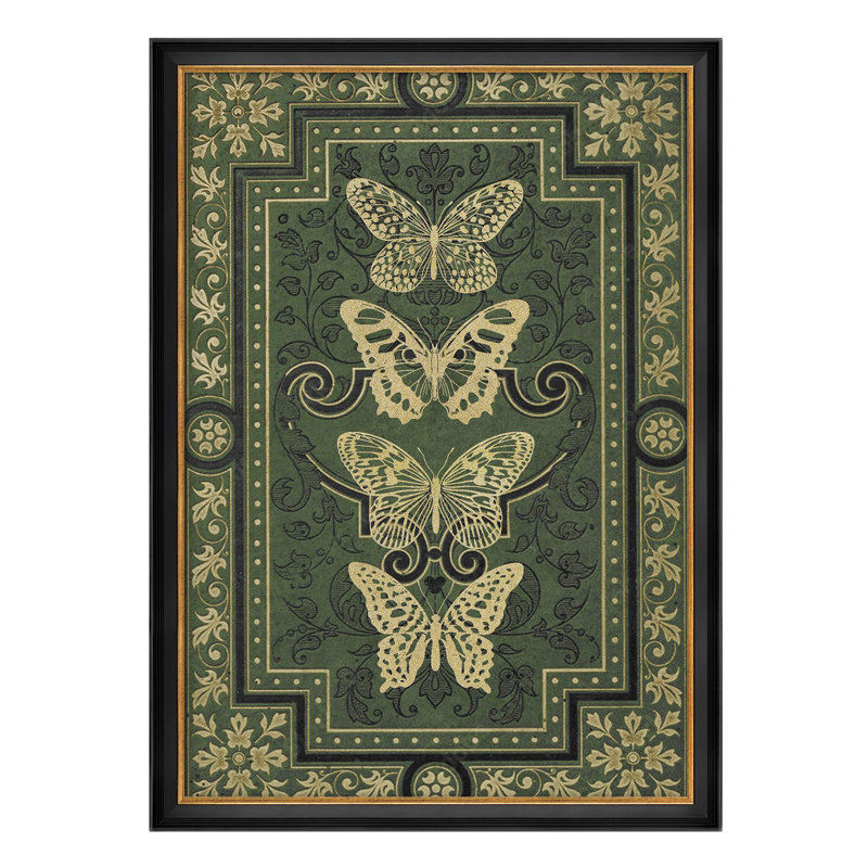 "Motif papillon rétro vert, motif classique, impressionisme, décoration murale", Non