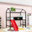 Twin Size Metal Loft Bed With Slide And Writing Board-471501928