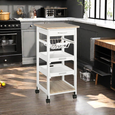 Cleodis Solid Wood Top Kitchen Cart