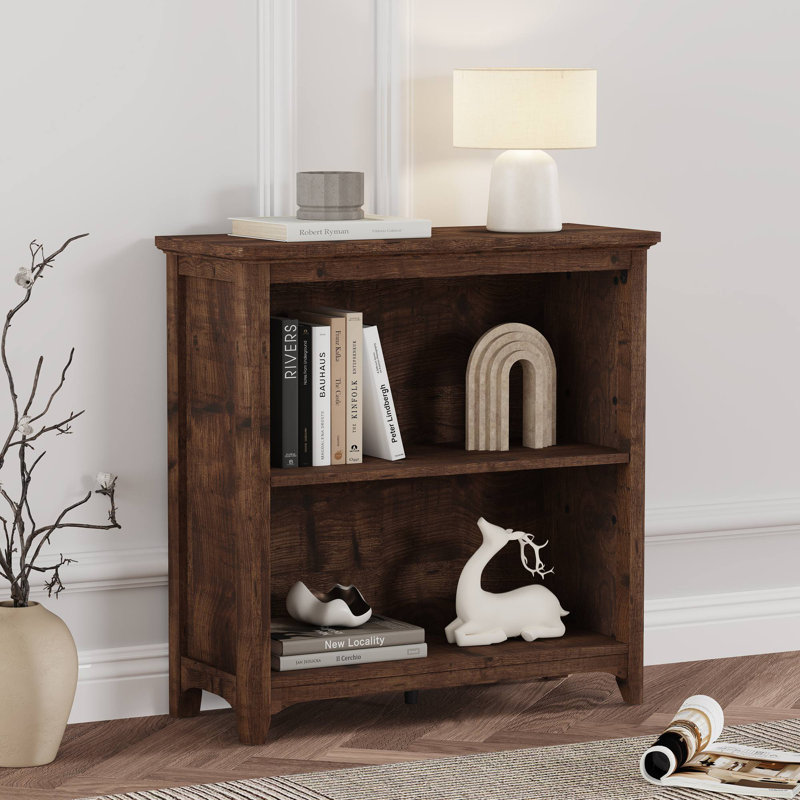 Bibliothèque de style champêtre à 2 niveaux avec tiroir
