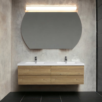 Carol-Ann 71" Fully Assembled Wall Mounted Double Bathroom Vanity with Stone Resin Vanity Top