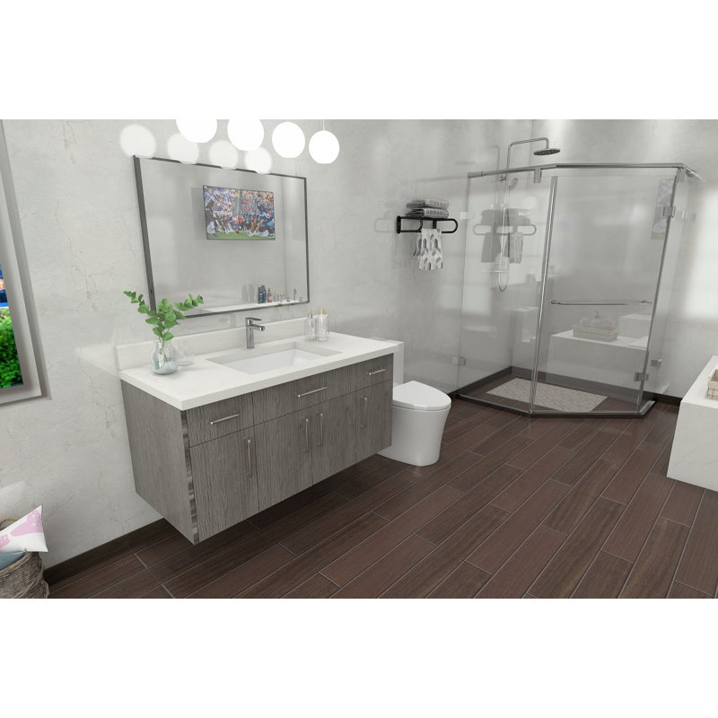 Meuble-lavabo mural simple de 48 po Savannah, prêt à installer, Taupe cendré