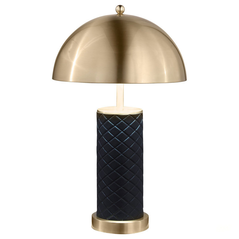 Ensemble de lampes de table à dôme matelassé noir de 23 pouces Mantova, élégant et contemporain pour toute pièce