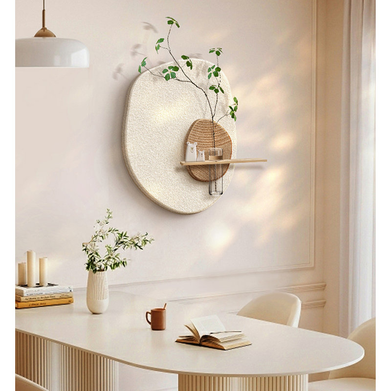 Décoration murale grès de plantes crémeuses de style vert hydroponique, H 43,31 po x l 39,37 po x P 0,79 po