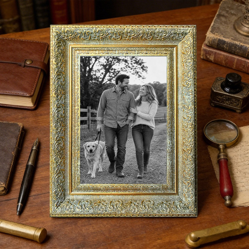 Cadre de photo décoratif antique 3 pièces 5 po x 7 po avec fixation murale ou table, Antique Gold, 3, 5" W x 7" H