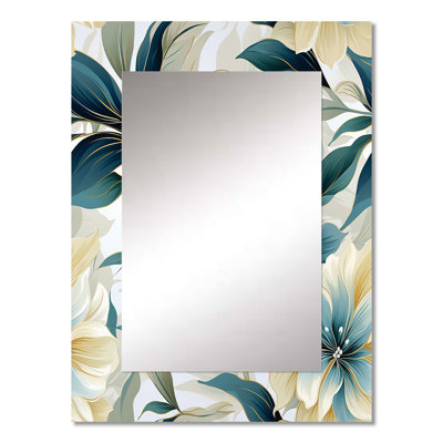 Youraj Oceanic Canvas Tropical Pattern - tropical  Large Wall Mirror, Botanical, Floral Decorative Mirror, Printed Metal Art