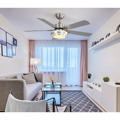 Bobine 5 - Blade LED Standard Ceiling Fan with Remote Control and Light Kit Included