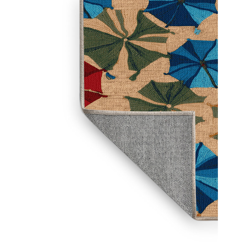  Washable Beach umbrellas Nautical Area Rug, Rectangle 3' x 5'