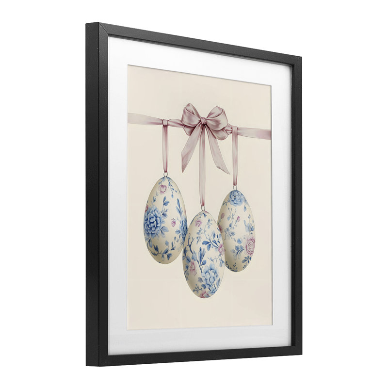 Floral Coquette, œufs de Pâques, reproduction encadrée sous verre, Cadre noir minuit, H 21 po x l 17 po