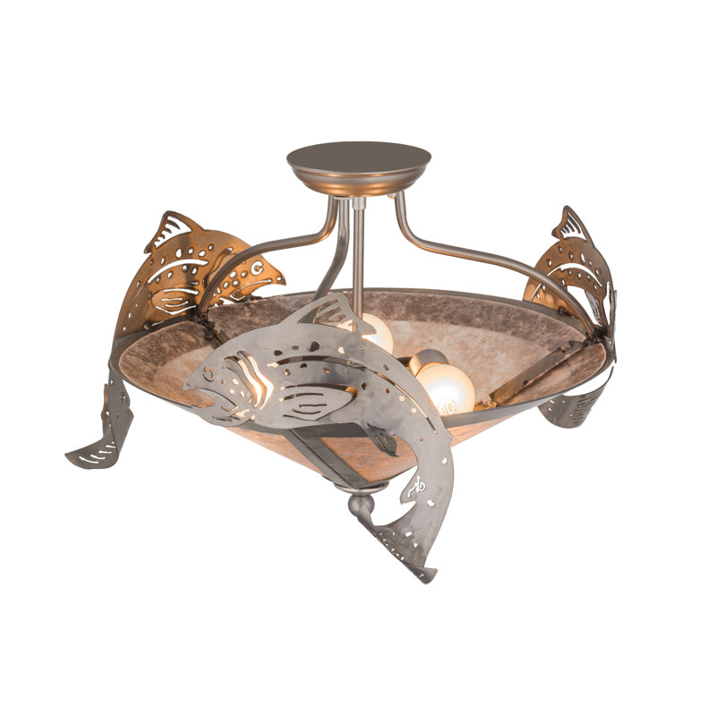 Rustic Lodge 3 - Light Semi Flush Mount