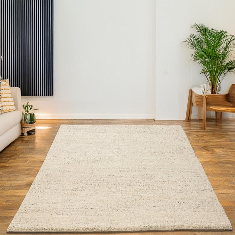 Pinney Hand Knotted Wool Beige Rug, Rectangle 140 x 200cm