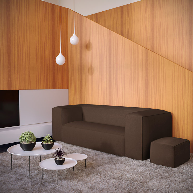 Varick Oversize Track-Arm Sofa with Flange, 30" H x 108" W x 47" D, Dark Brown, Vintage Leather Pumice