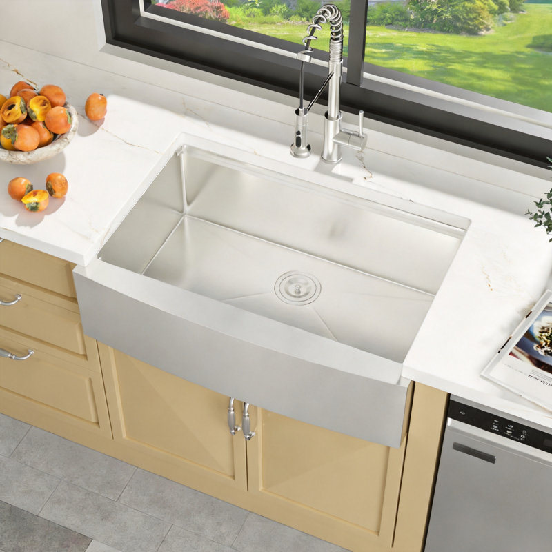 Farmhouse Workstation Kitchen Sink Gauge Stainless Steel Kitchen Sink Apron Front Kitchen Sink, 10" H x 33" L x 21" W