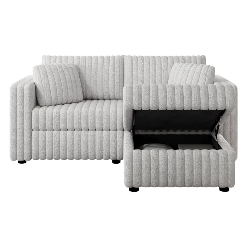 Canapé modulaire confortable pour deux personnes avec levage hydraulique et rangement caché