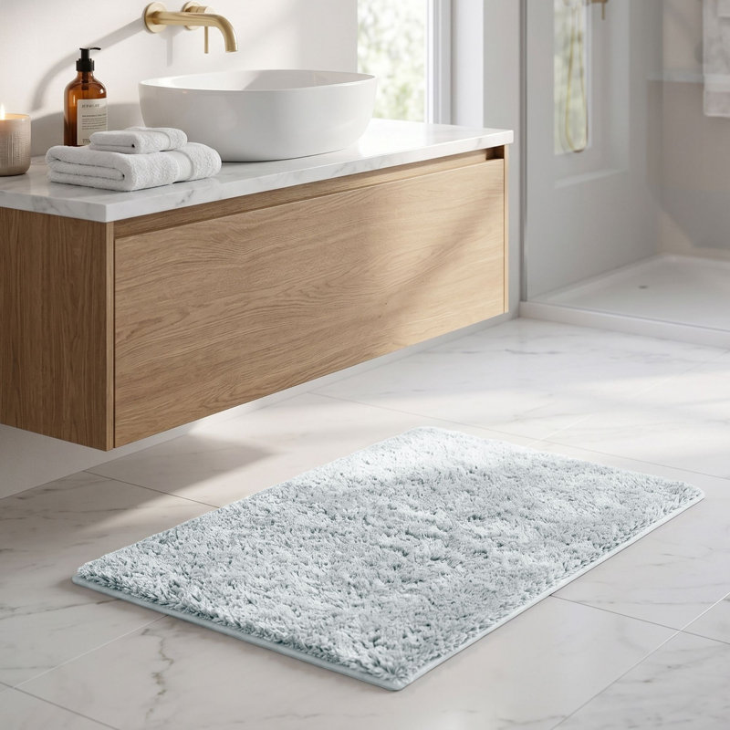Tapis pour salle de bain 100% polyester 2100 GSM, envers antidérapant TPR de 17 po x 24 po de la collection Better Trends Haven, bleu, moelleux, absorbant et à séchage rapide