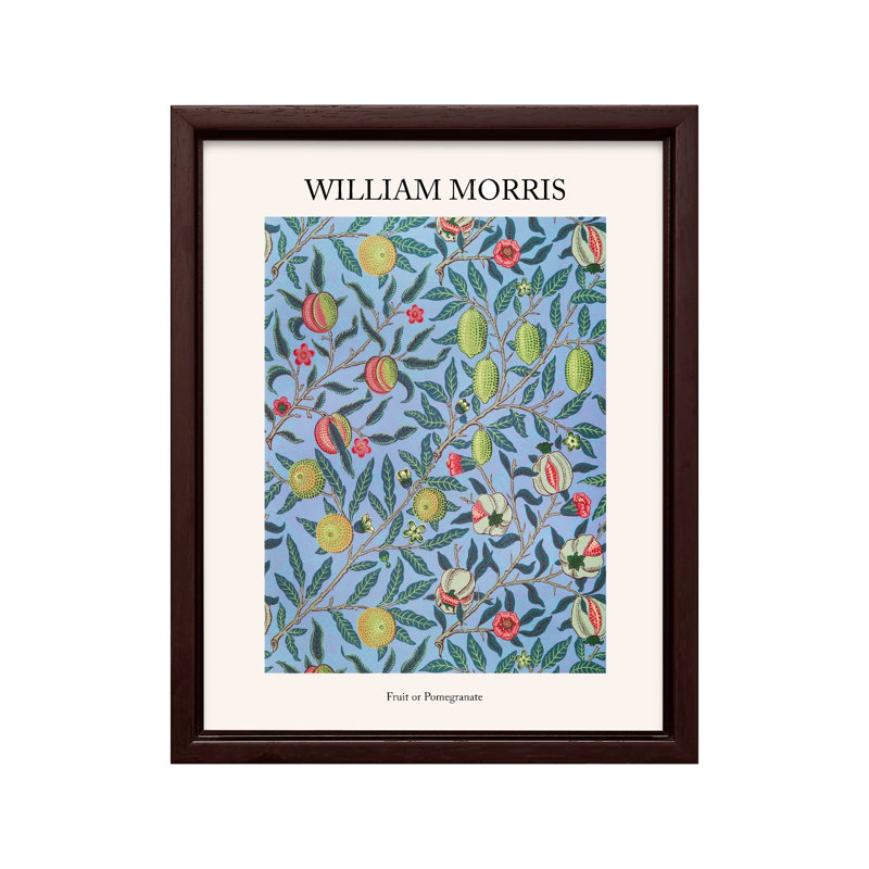 William Morris - fruit ou grenade, 16"H x 20"W, Canvas, Brown Framed