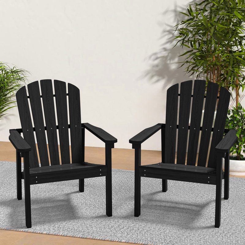 Set of 2 Stackable Adirondack Chairs – All-Weather HDPE Outdoor Patio Chairs with Ergonomic Design, Easy Storage, and Low Maintenance