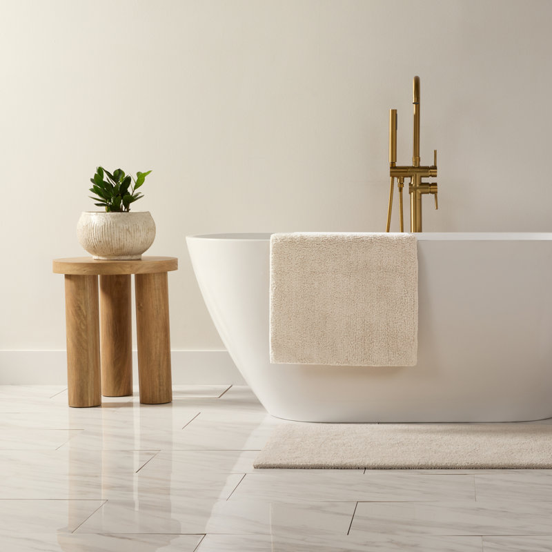 100% Cotton Reversible Bath Mats, Natural, 24 in x 17 in