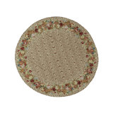 Hand-Knotted High-Quality Beige, Red, and Green Round Area Rug