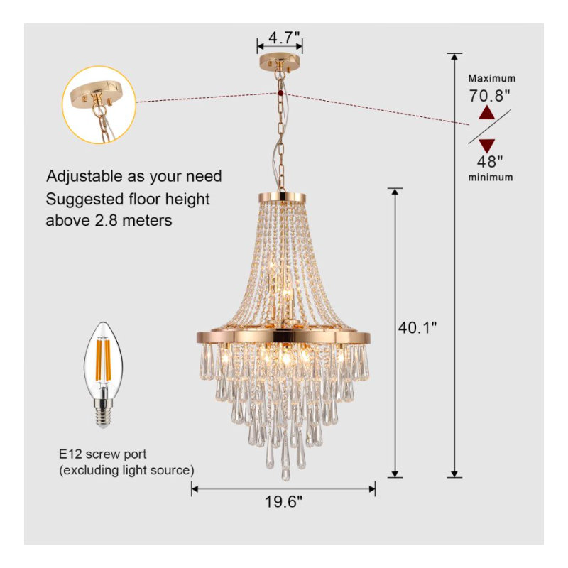 1 - Light Chandelier, Gold