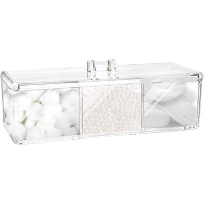 3 Compartments Cotton Ball Holder, Bathroom Canisters