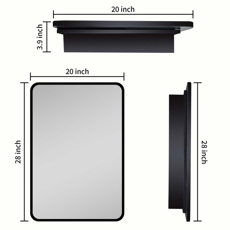 Kashten Steel Bathroom Cabinet, 28"W x 20"L x 3.9"D